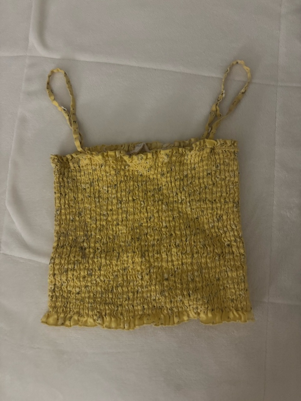Brandy Melville Yellow Smocked Tube Cami with Braided Straps